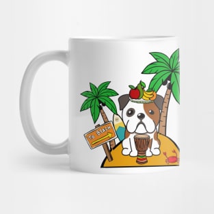 Funny english bulldog is on a deserted island Mug